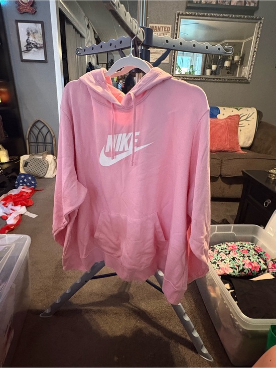 Nike Tops - Nike Pink Pullover Hoodie with White Swoosh
